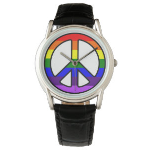 Montre de signe de paix d'arc-en-ciel