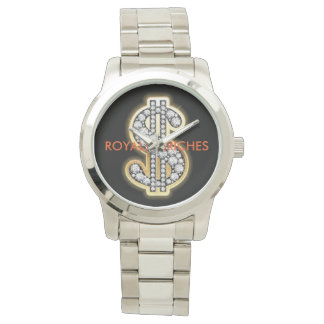 Montre de signe dollar argent personnalisé
