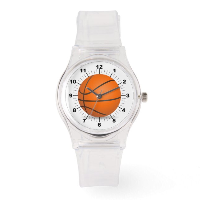 Montre de silice rose sport féminin de basket-ball (Recto)