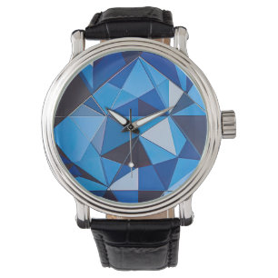 Montre Décor géométrique triangulaire bleu