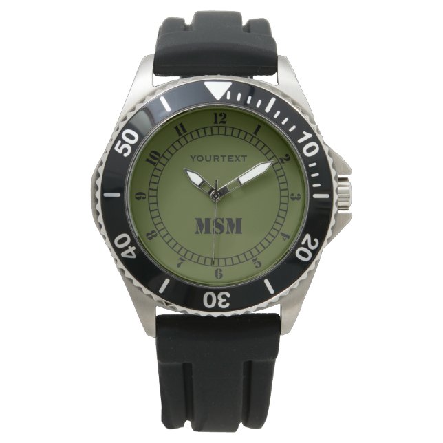 Montre Décor Vert Olive Personnalisez Facilement Cela (devant)