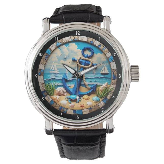 Montre Decorative Nautical Feature Anchor Coastal Scenery (devant)
