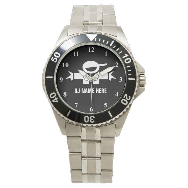 Montre Deejay personnalisée | Jockey sur disque de (devant)