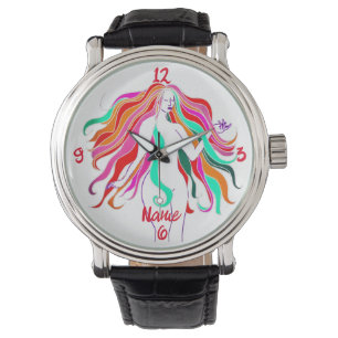 Montre Déesse aux cheveux longs multicolores Thunder_Cove
