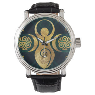 Montre Déesse triple avec triskele - or et vert