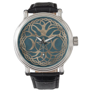 Montre Déesse triple lune avec pentagramme