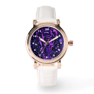 Montre d'éléphant rose pourpre