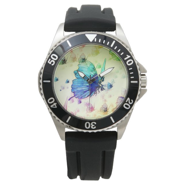 Montre des papillons aquarelle (devant)