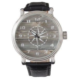 Montre Design Authentique bois Boussole nautique