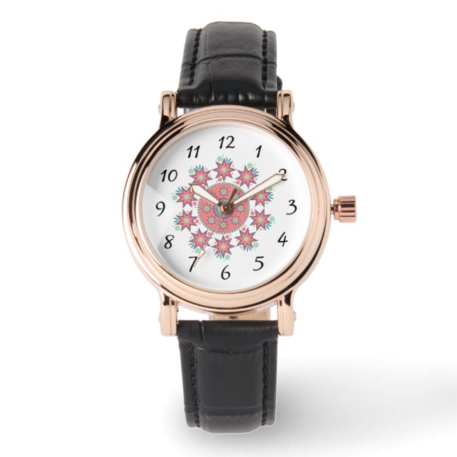 Montre Design circulaire rose eWatch Femme Carré Watch (Recto)
