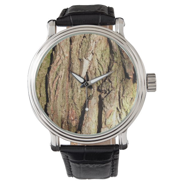 Montre Design classique Écorce en bois naturel Chic (devant)