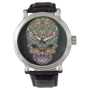 Montre Design d'art psychédélique décoratif crâne