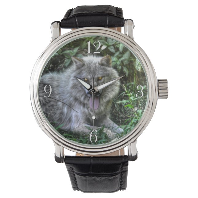 Montre Design de la faune du loup blanc (devant)