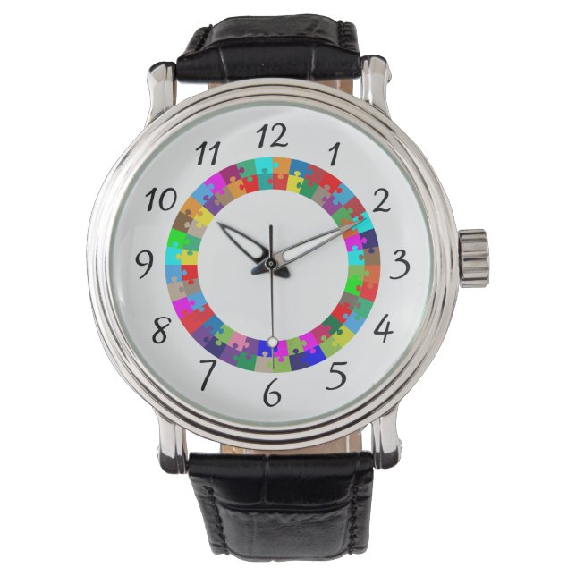 Montre Design de puzzle coloré (devant)