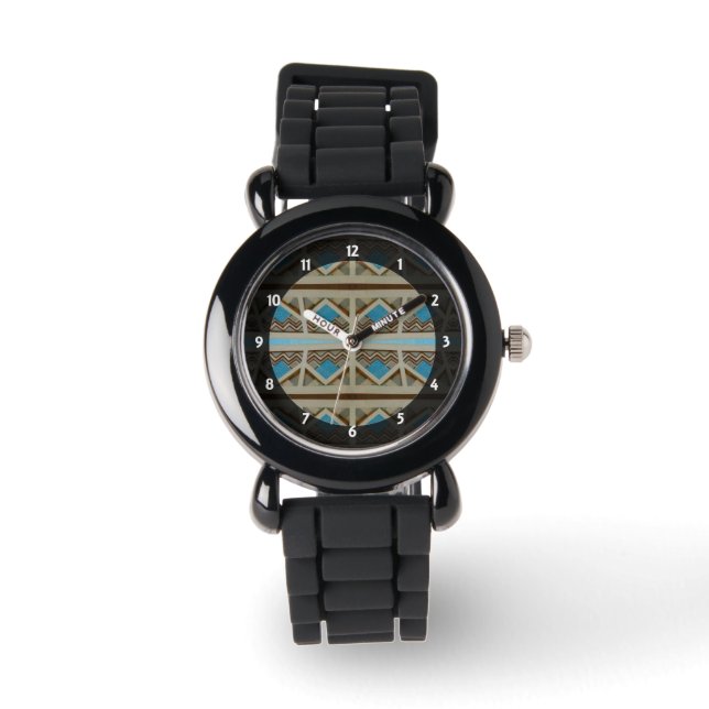 Montre Design Turquoise Grey Southwestern (Recto)