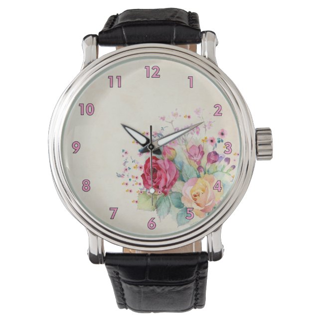 Montre Dessin Arrière - plan floral simple (devant)
