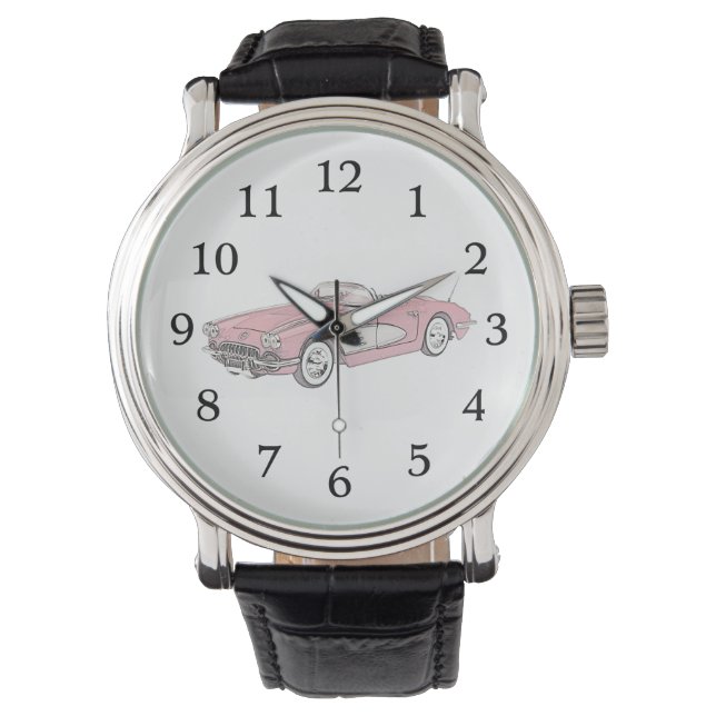 Montre Dessin convertible Corvette rouge et blanc (devant)