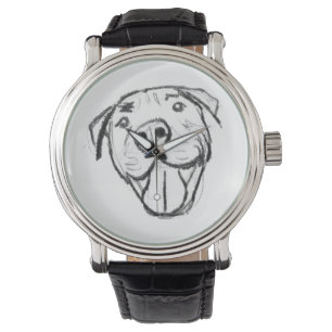 Montre dessin de bulle simple amoureux de les chiens noir