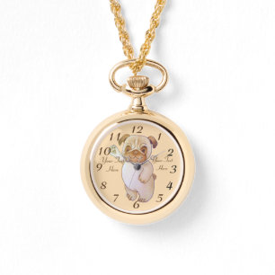 Montre dessin de caractère mignon du chien brun brun carl