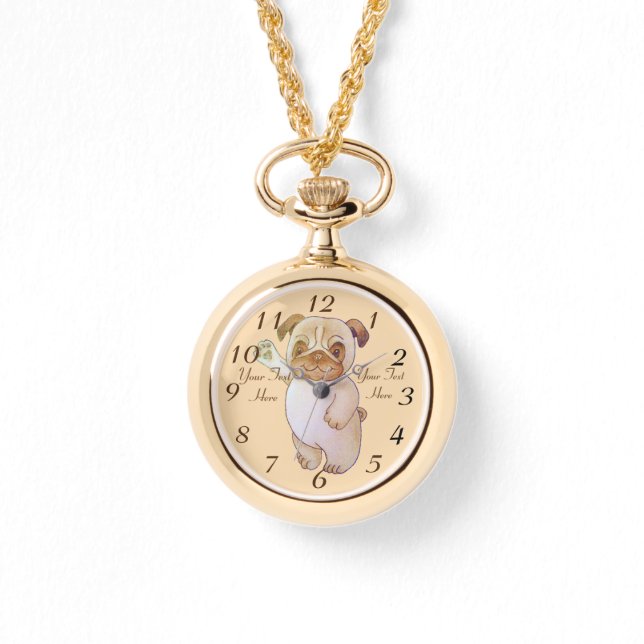 Montre dessin de caractère mignon du chien brun brun carl (Recto)