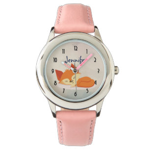 Montre Dessin de caricature orange mignon d'un Dormir de