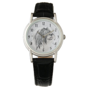 Montre Dessin de collie à oreilles - Joli art original de