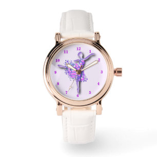 Montre Dessin de danseuse d'art pourpre Ballet Danseuse