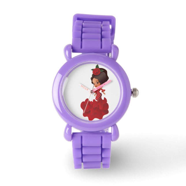 Montre Dessin de Flamenco chibi kawaii fille (Recto)