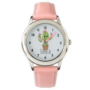 Montre Dessin de Girls Cute Kawaii Cactus et nom Kids