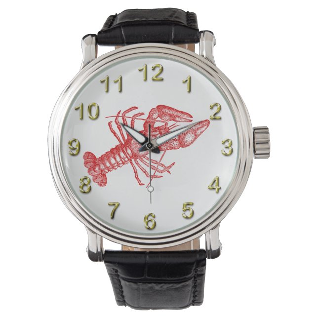 Montre Dessin de homard rouge vintage no 1 (devant)