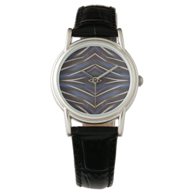 Montre dessin de plume de pintade guinéenne en diamant (devant)