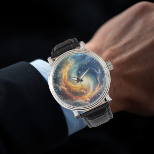 Montre Deux monstres marins se poursuivent au-dessus d'un