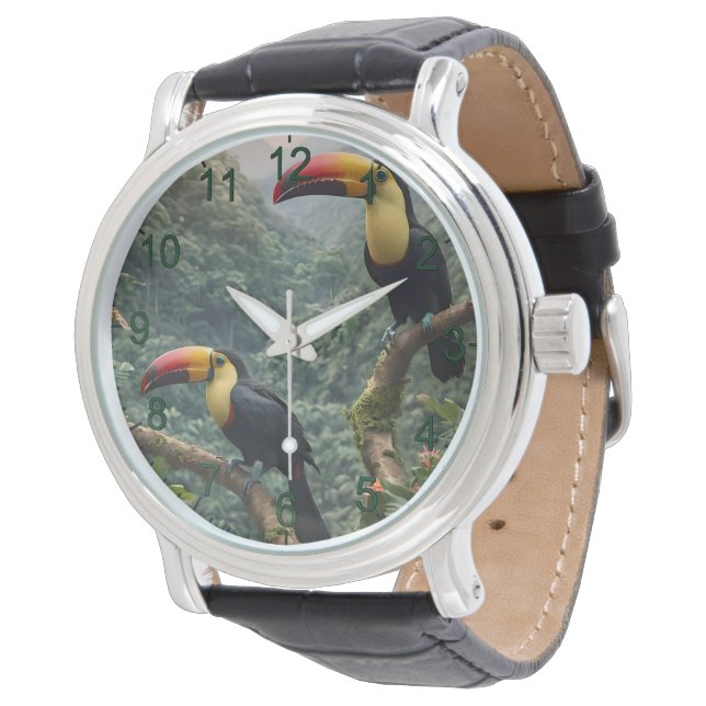 Montre Deux Oiseaux Toucans Tropicaux, (Incliné)