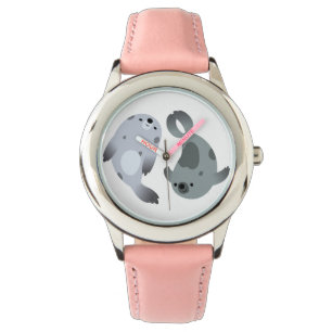Montre Deux phoques de la harpe de dessin animé mignons e