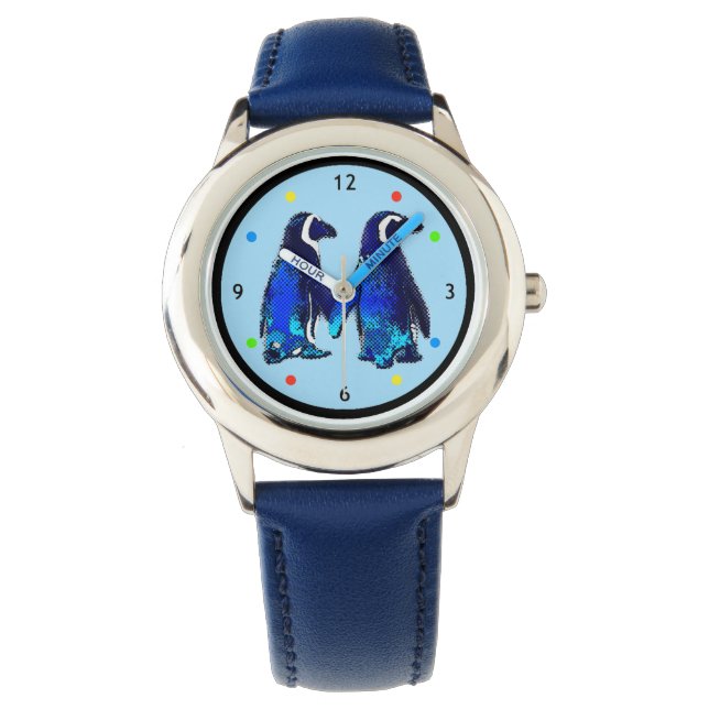 Montre Deux pingouins tenant les mains Les enfants regard (devant)