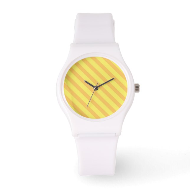 Montre Diagonale jaune orange rayures (Recto)