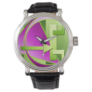 Montre "Diagramme de circuit" imprimé art numérique, vert