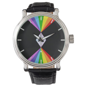 Montre Diamant et arc-en-ciel sur noir