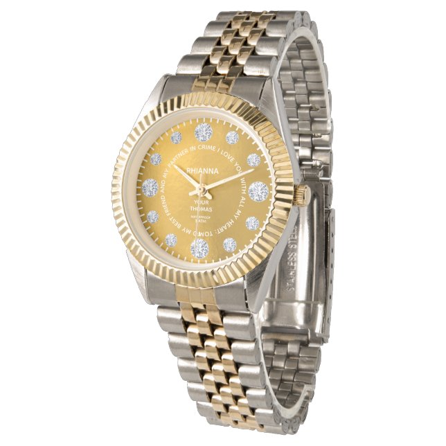 Montre Diamant Or Personnalisé Dire Cadeau Cadeau Cadeau  (Incliné)