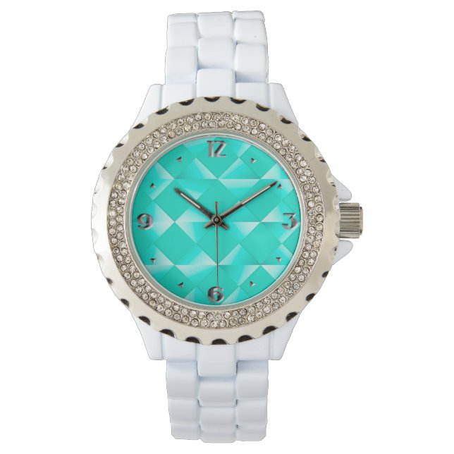 Montre Diamants satinés du milieu du siècle - turquoise & (devant)