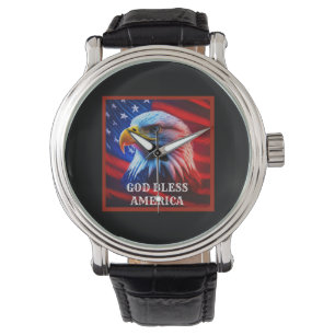 Montre Dieu bénisse l'Amérique US Drapeau de l'aigle