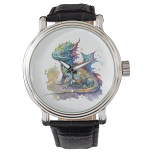 Montre d'imaginaire de bébé dragon couleur eau