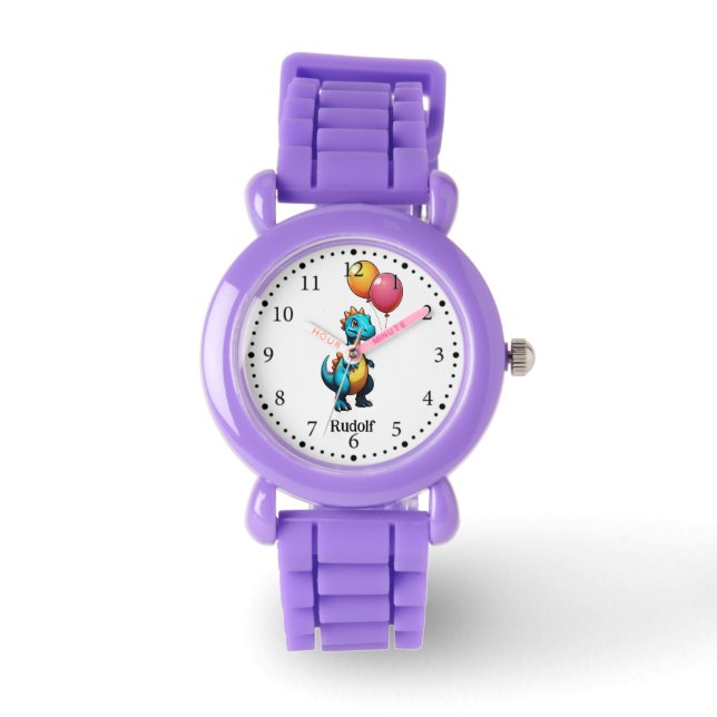 Montre dinosaure bleu avec ballons (Recto)
