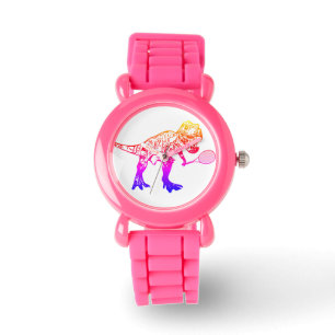 Montre Dinosaure De Rex Rose Avec Raquette De Tennis