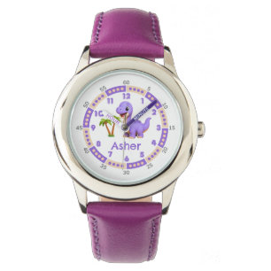 Montre Dinosaure Personnalisé Purple Cute Dinosaure Temps