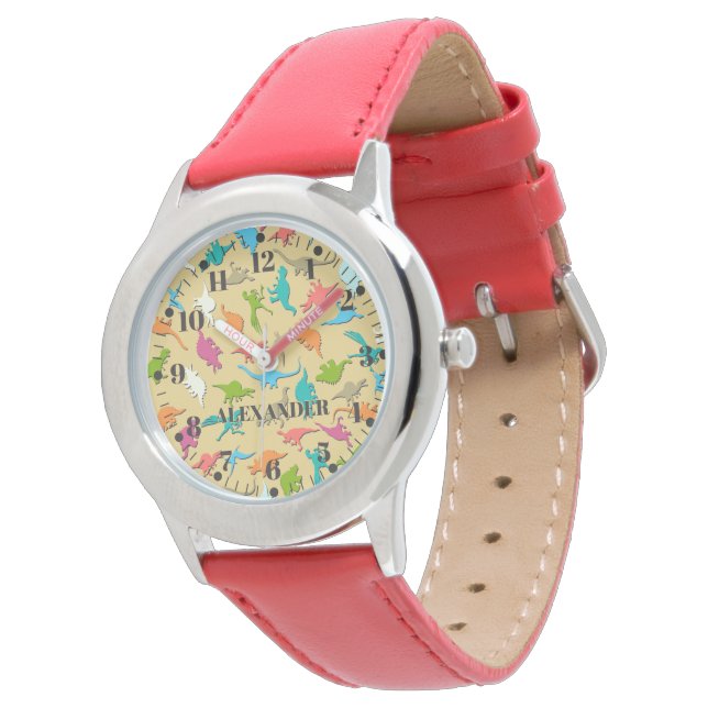Montre Dinosaures colorés Poignets pour enfants (Incliné)
