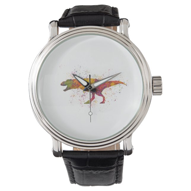 Montre dinosaurio Tyrannosaurus rex silueta en acuarela (devant)