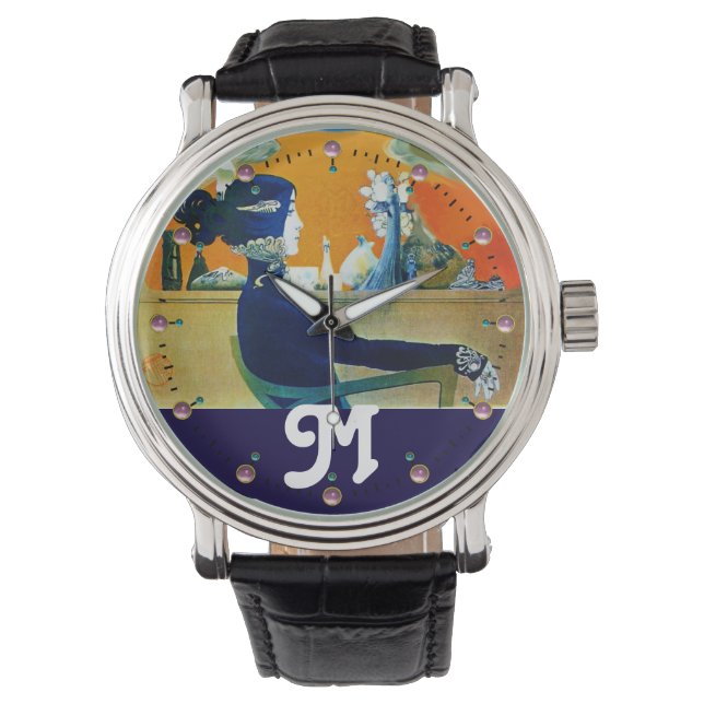 MONTRE DIVA EN BLEU, MONOGRAMME DE MODE BEAUTÉ (devant)