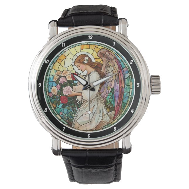 Montre Divine Rose Radiance Stained Glass Angel Wall  (devant)