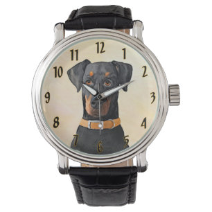 Montre Doberman Pinscher Peinture non découpée Art origin
